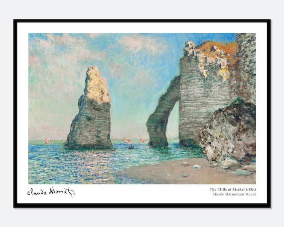 Monet The Cliffs At Etretat 1885 Vintage Exhibition Poster Art Print Claude Monet Print Monet Poster Monet Painting Famous Art N32a