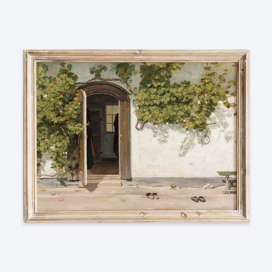 Rustic Open Door Ivy Covered Cottage Vintage Oil Painting Poster