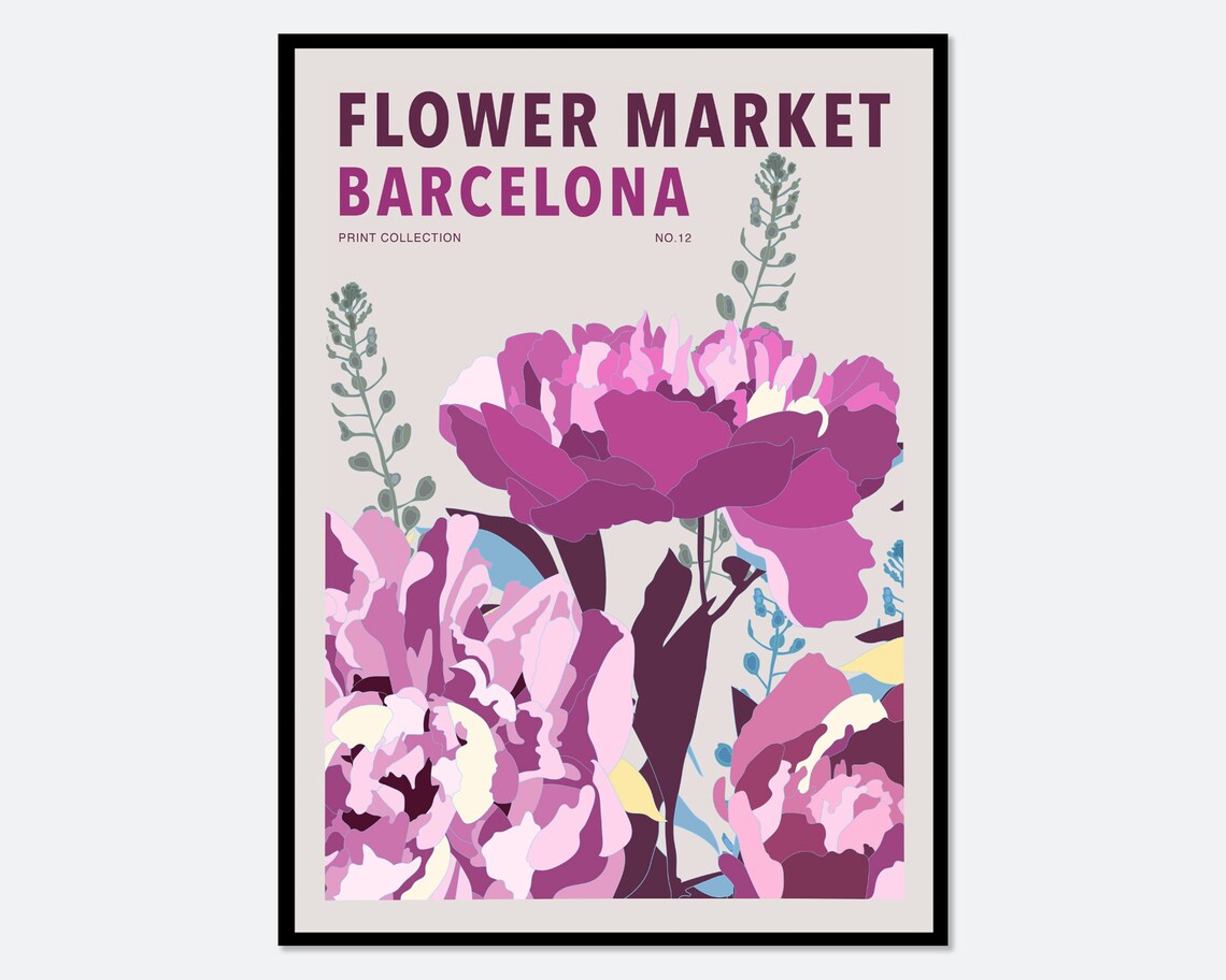 Flower Market Barcelona Botanical Art Print