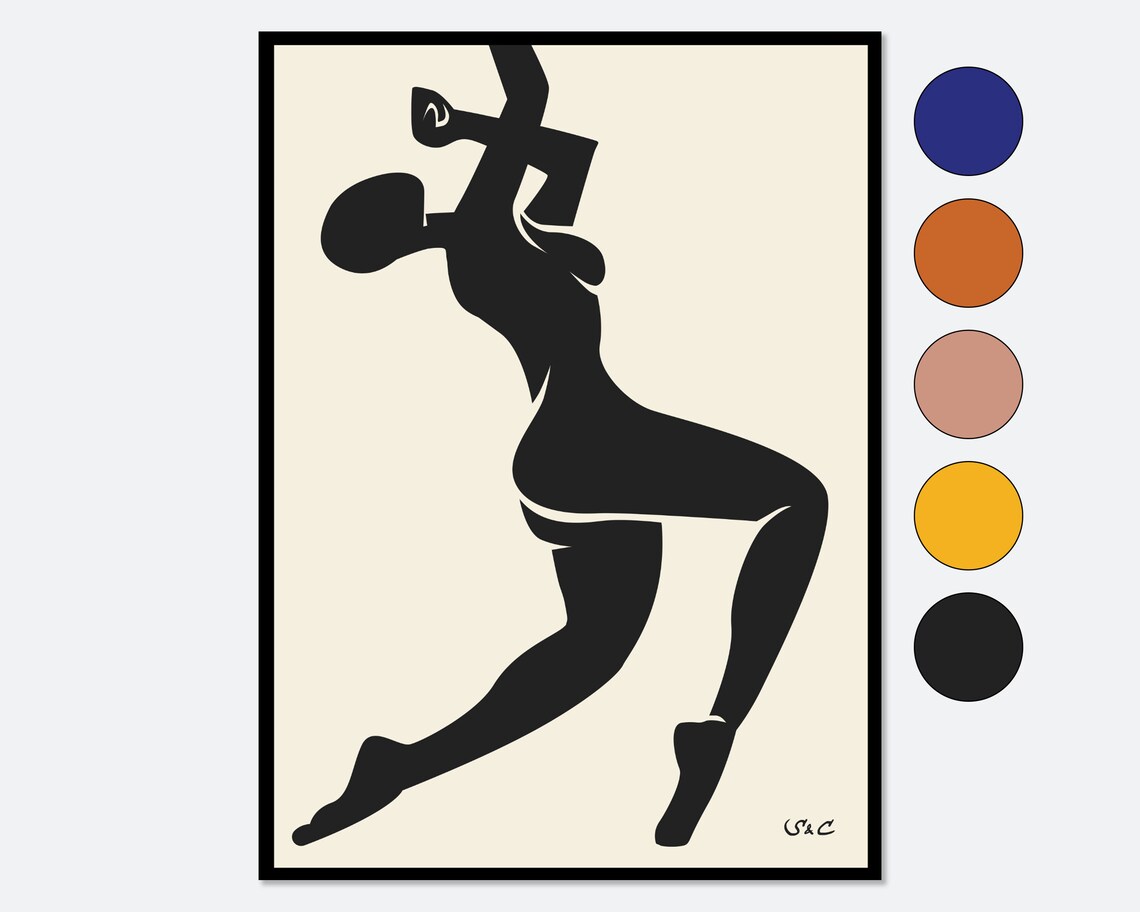 Matisse-Inspired Nu Bleu Abstract Figure Art Print