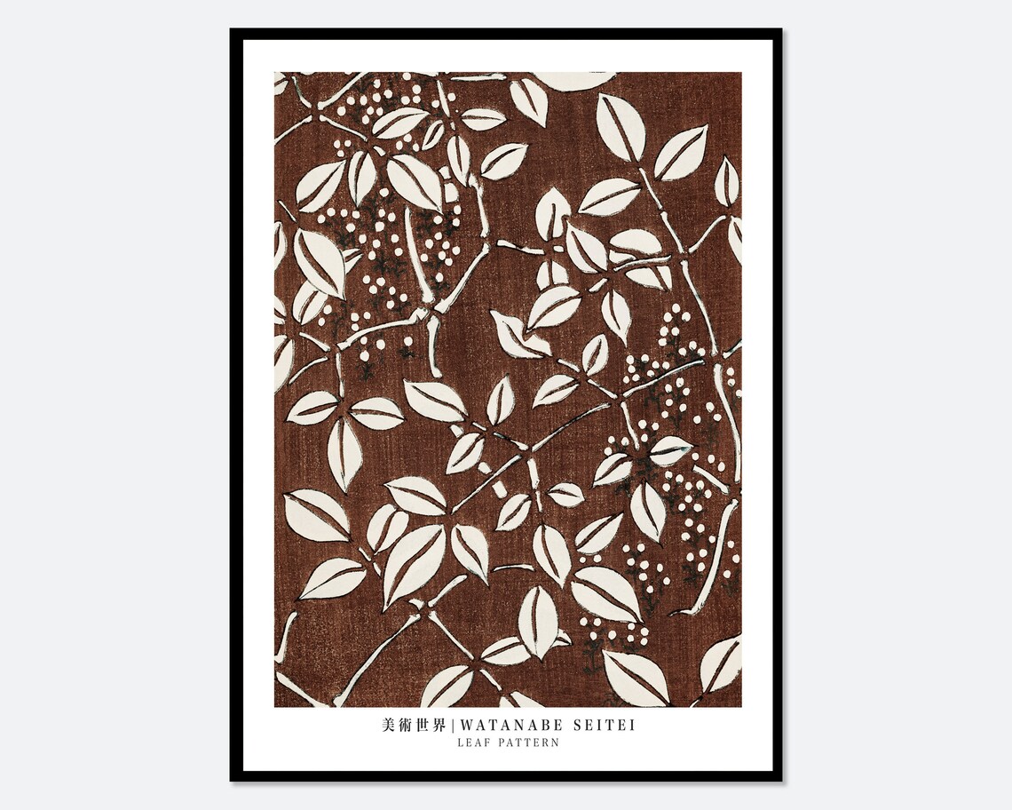 Watanabe Seitei Leaf Pattern, Vintage Japanese Art Print