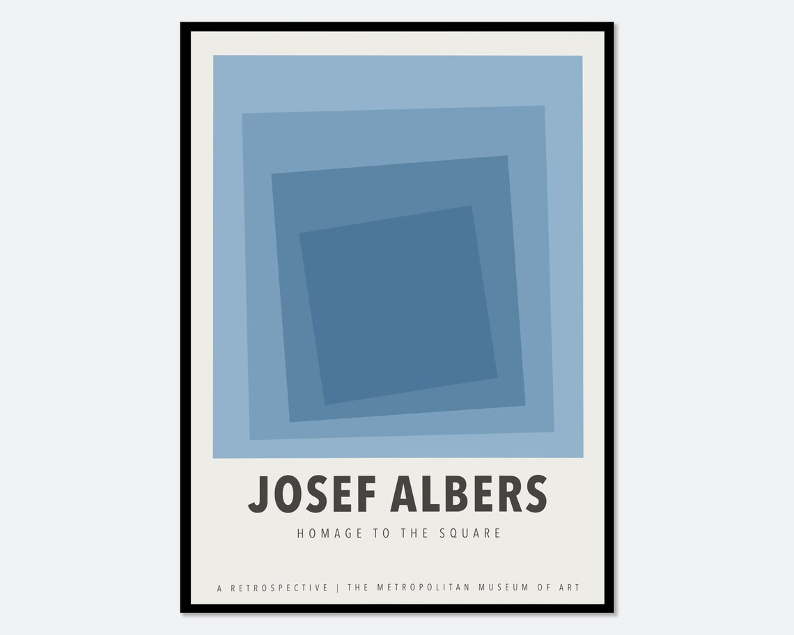 Josef Albers Homage to the Square Blue Geometric Mid Century Poster