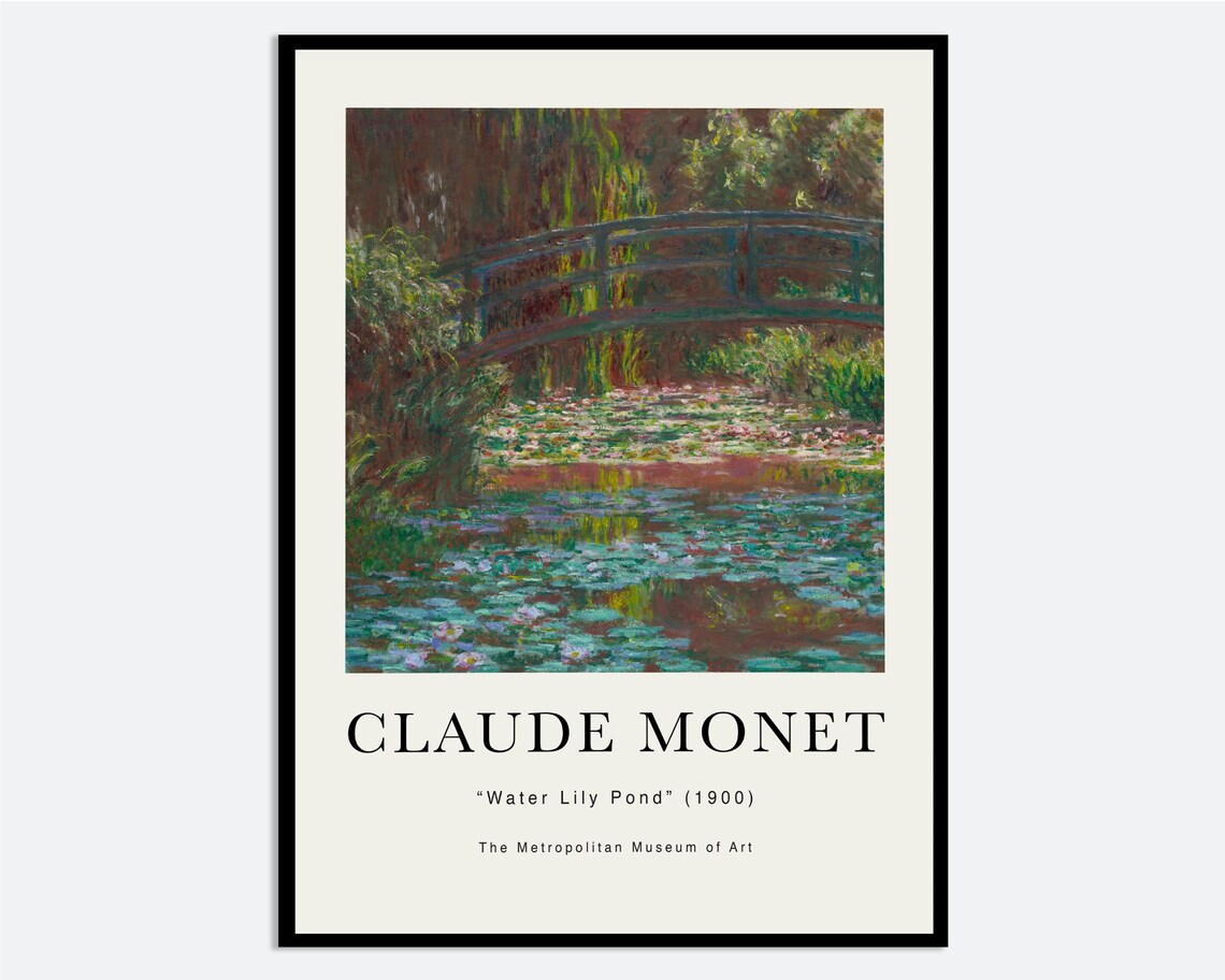 Claude Monet Water Lily Pond Museum Poster 1900 Japanese Bridge Artwork