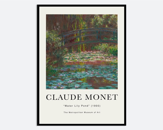 Claude Monet Water Lily Pond Museum Poster 1900 Japanese Bridge Artwork