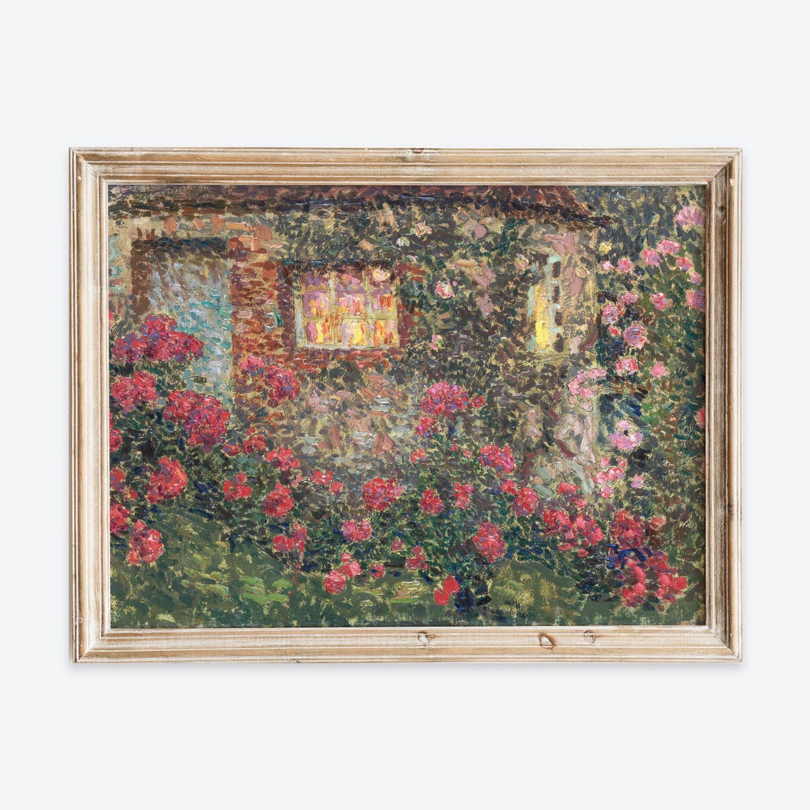 Vintage Rose Flower Cottage Wall Art Print Antique Floral Country Garden Poster Rustic French House Pink Botanical Decor Vp356