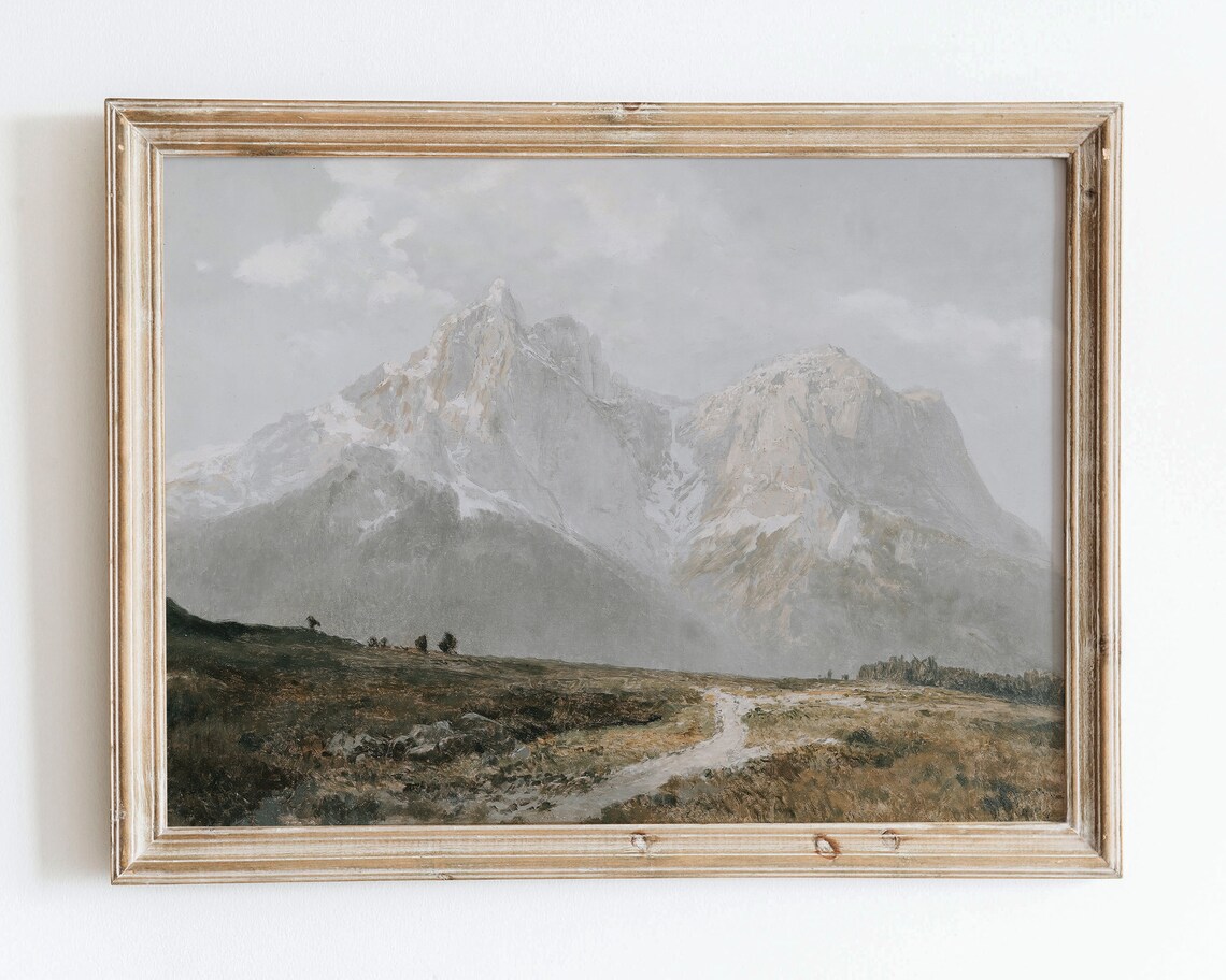 Rustic Vintage European Mountain Landscape Art Print