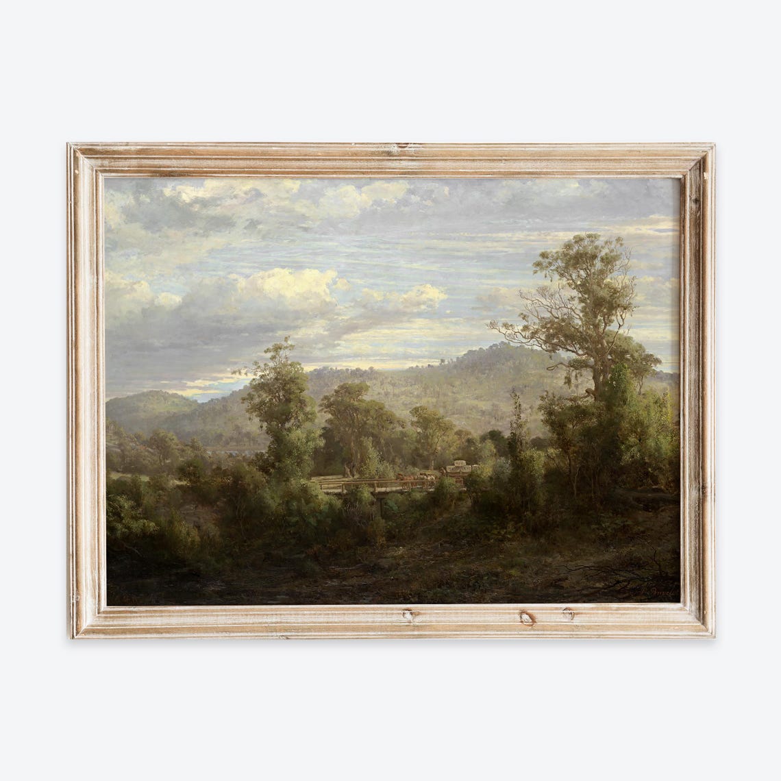 Rustic Vintage Countryside Hills Oil Painting Neutral Wall Poster