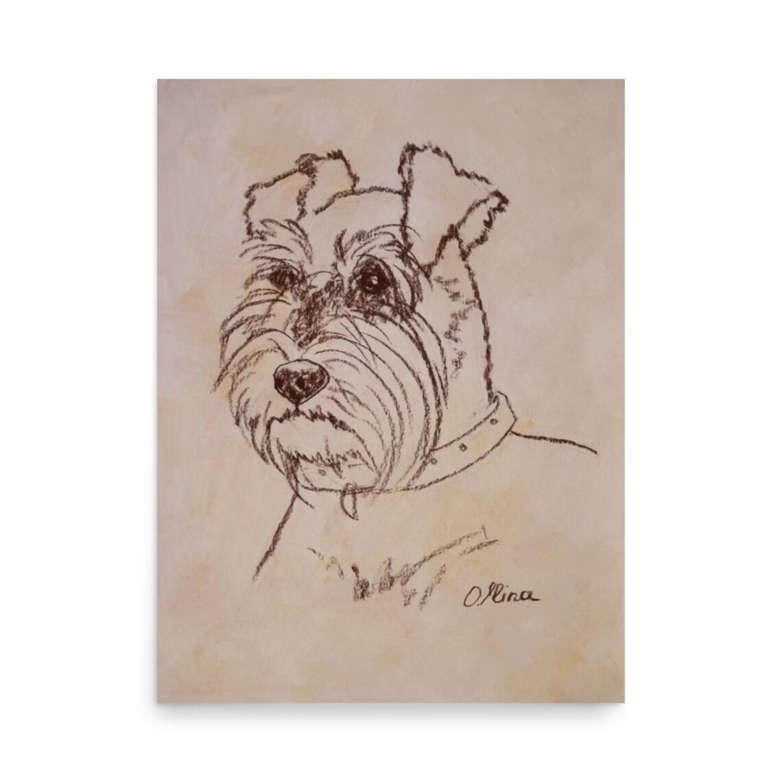 Schnauzer Head in a Loose Ink Sketch Dog Portrait Art Poster - Image 3