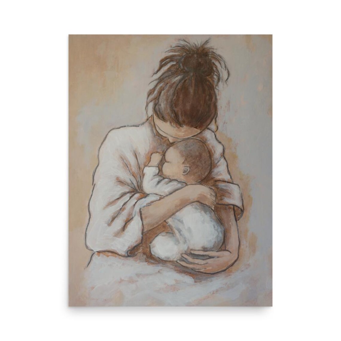 Mother And Child Print Gift For New Mom And Baby Painting Gift For Daughter Nursery Wall Decor Motherhood Art Poster Unframed - Image 3