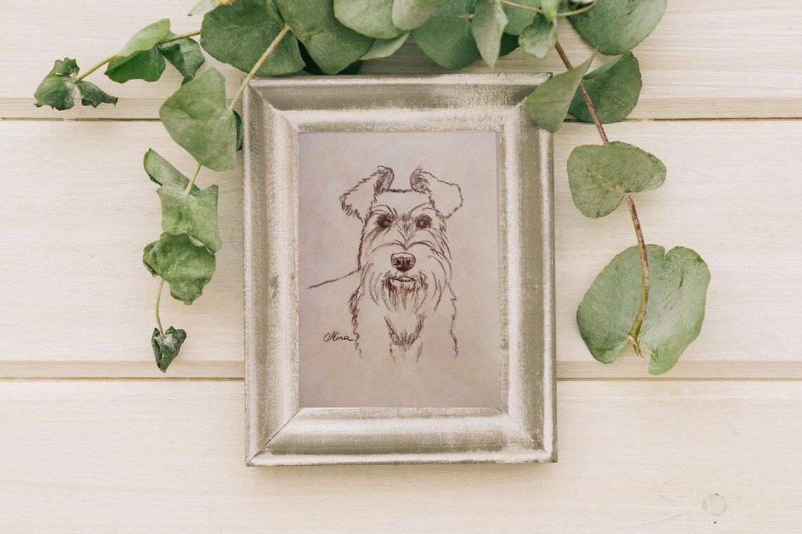 Scruffy Dog Portrait Ink Sketch Poster Minimalist Pet Artwork - Image 2