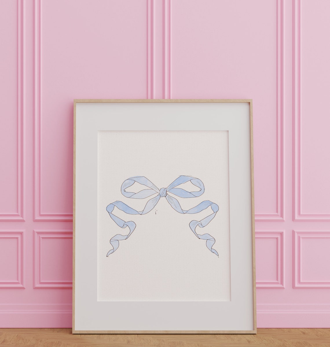 Vintage Blue Bow Print Wall Art Nursery Art Abstract Vintage Painting Cottagecore Decor Art - Image 2