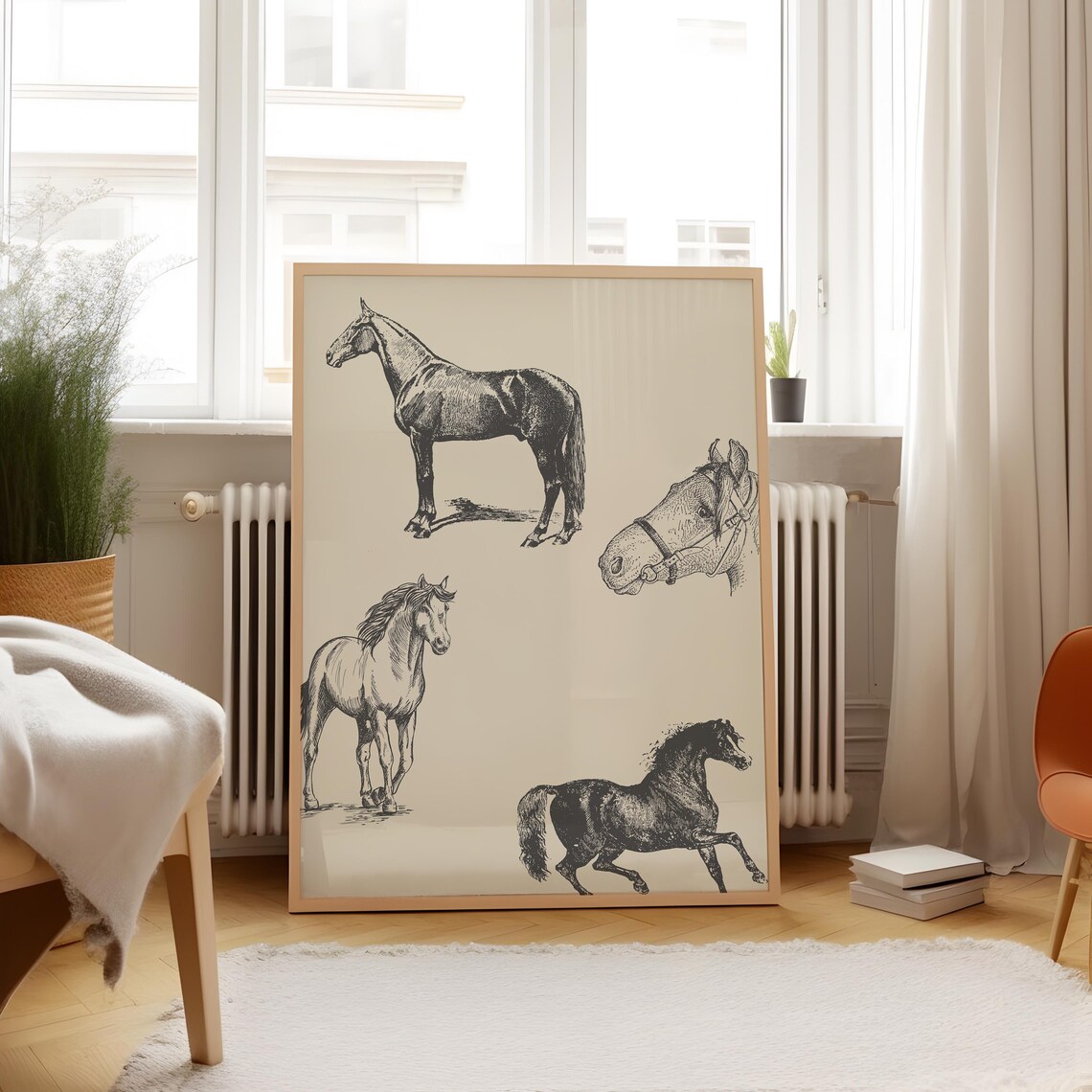 Charcoal Horse Illustration Art Print, Vintage Equestrian - Image 4