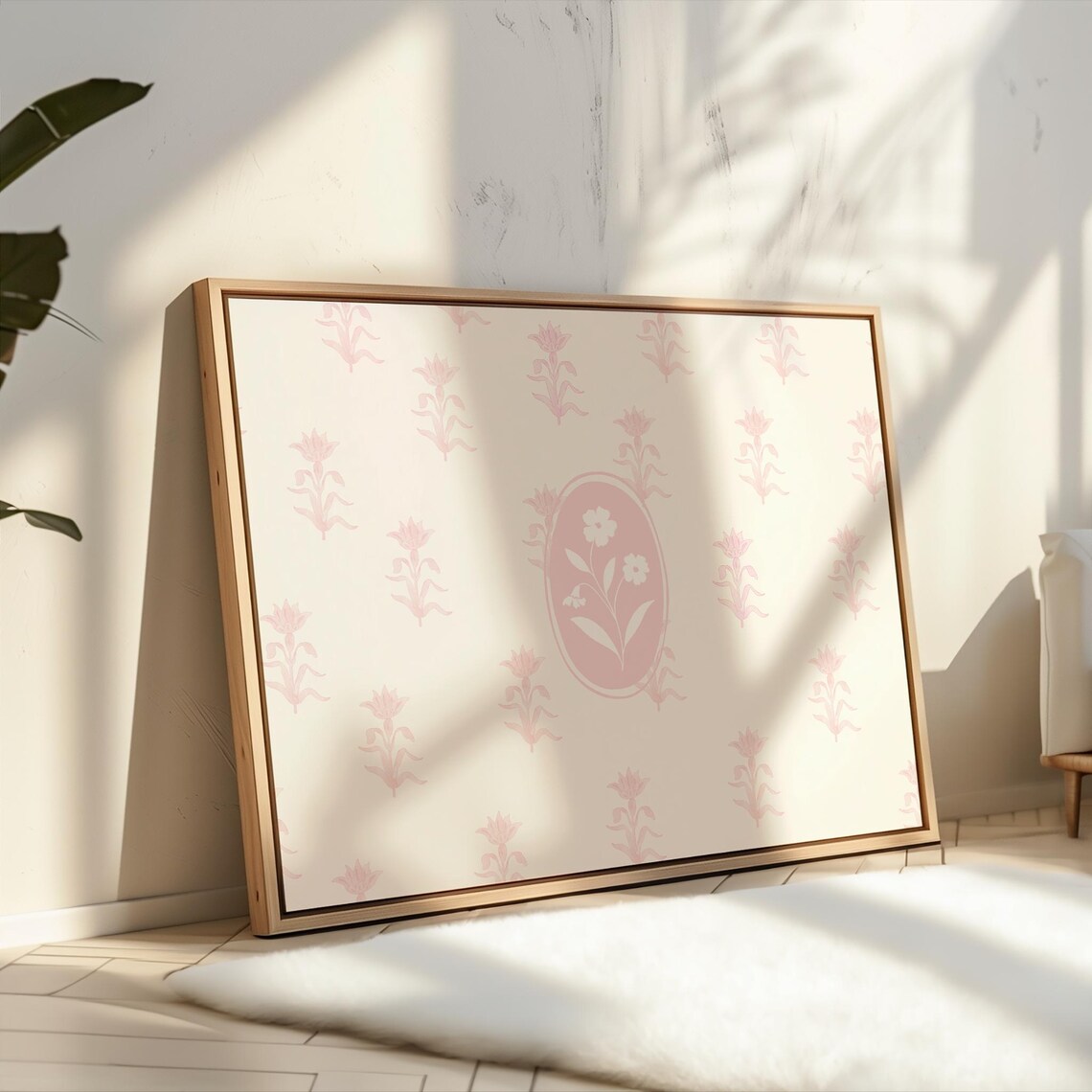Pink Watercolor Floral Print, Nursery Botanical Decor