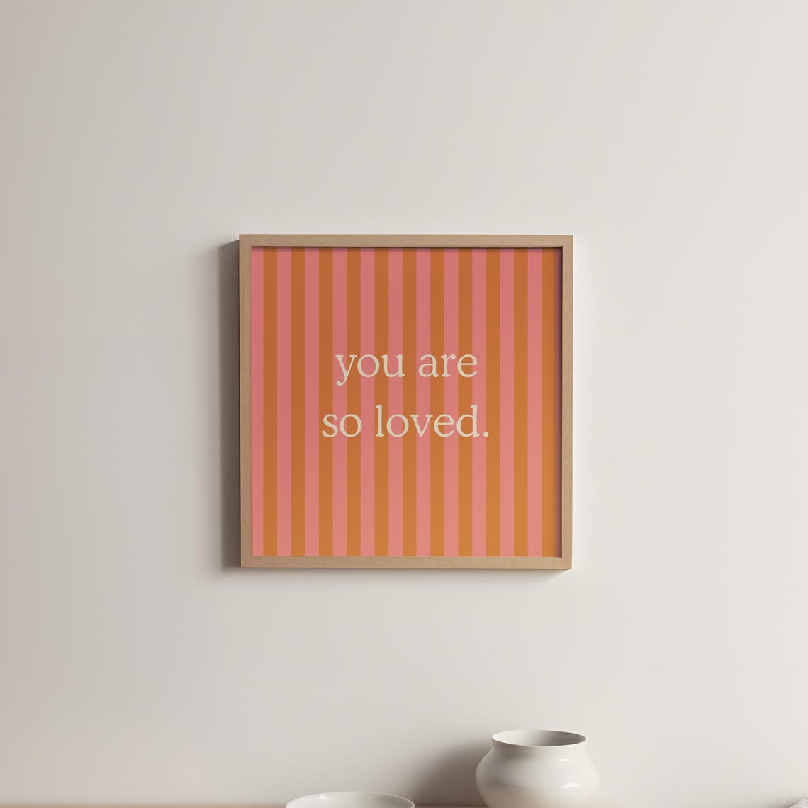 Pink Orange Striped You Are So Loved Quote Poster Nursery Decor - Image 4