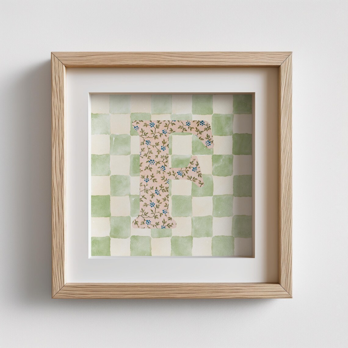 F Square Initial Personalized Watercolor Gift