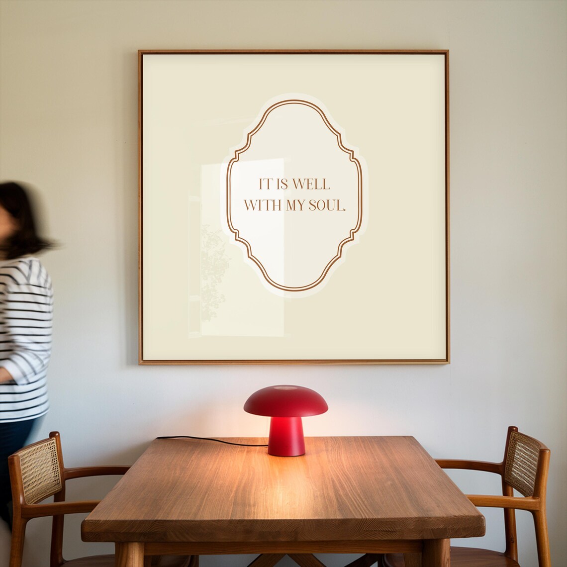 Cream Square It Is Well With My Soul Quote Minimal Ornate Faith Poster - Image 3