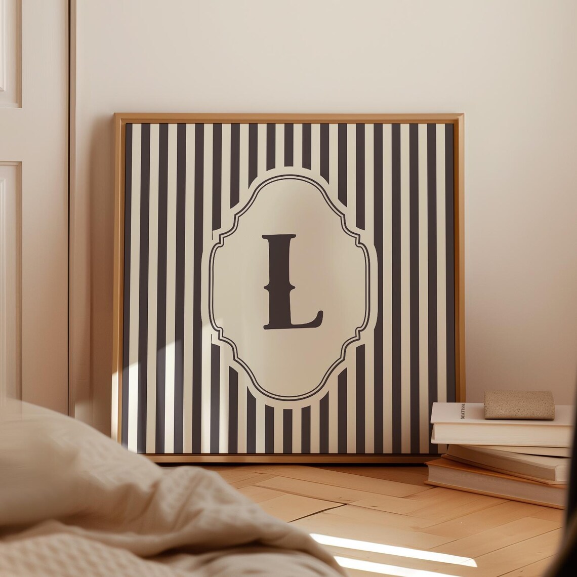 L Square Initial Personalized Gift, Watercolor Art Print - Image 3