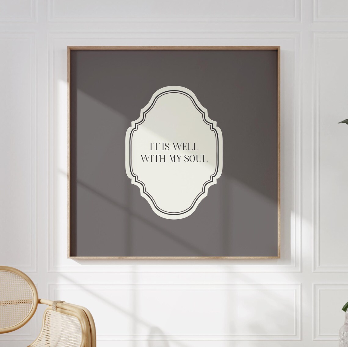 Charcoal Square It Is Well With My Soul Quote Ornate Faith Poster - Image 2