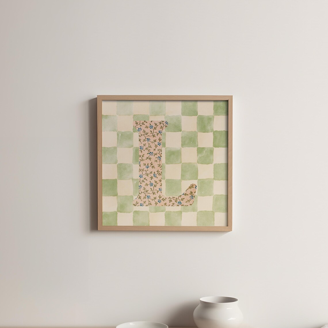 L Square Initial Print, Personalized Watercolor Gift - Image 5