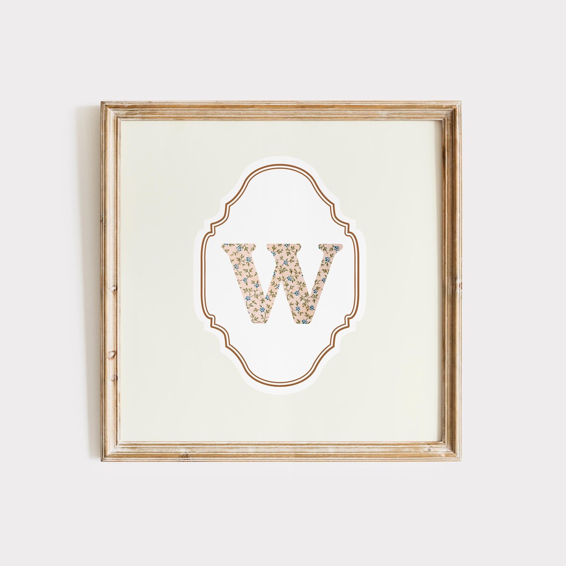 W Square Initial Personalized Gift, Watercolor Art Print - Image 2
