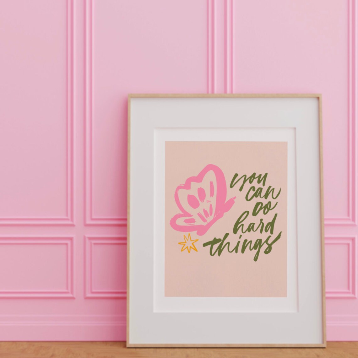 You Can Do Hard Things Print Wall Art Trendy Decor Vintage Painting English Garden Nursery Little Girls Room - Image 2
