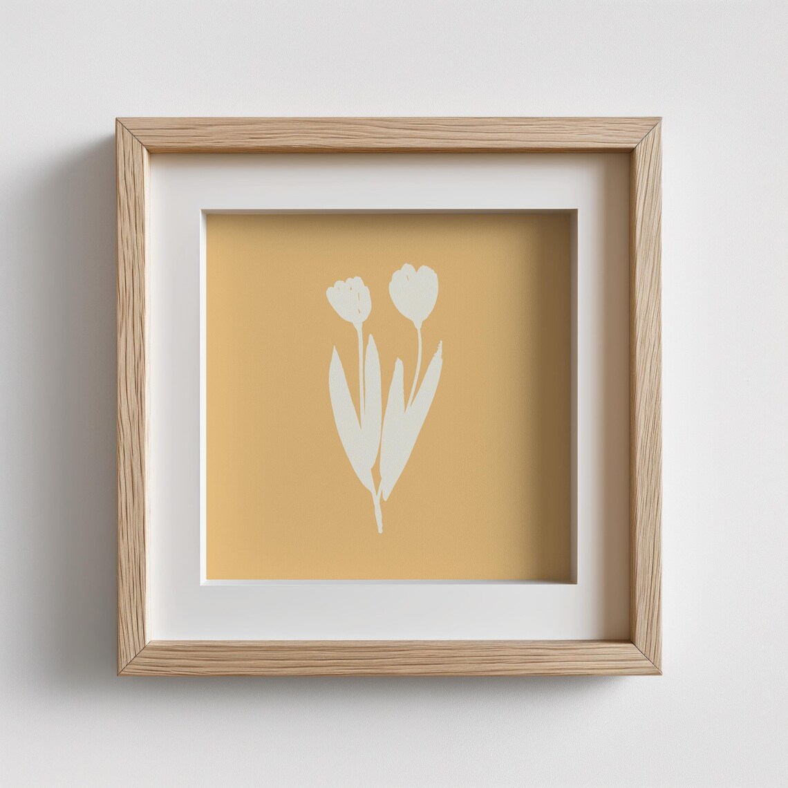 White Tulip Silhouette on Mustard Yellow Minimal Floral Wall Art - Image 5