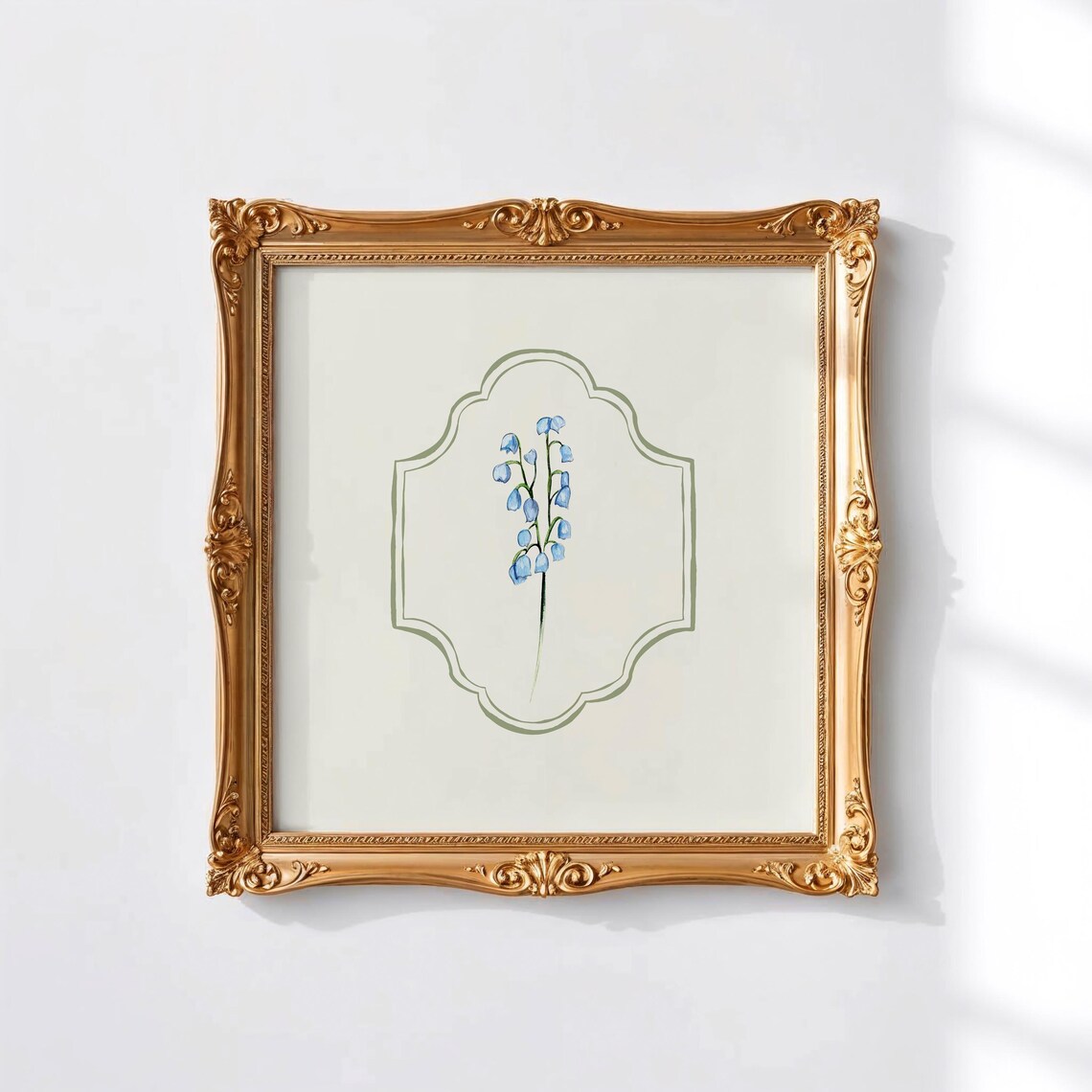Blue Lily of the Valley Wildflower Watercolor Sage Frame Art Print - Image 2