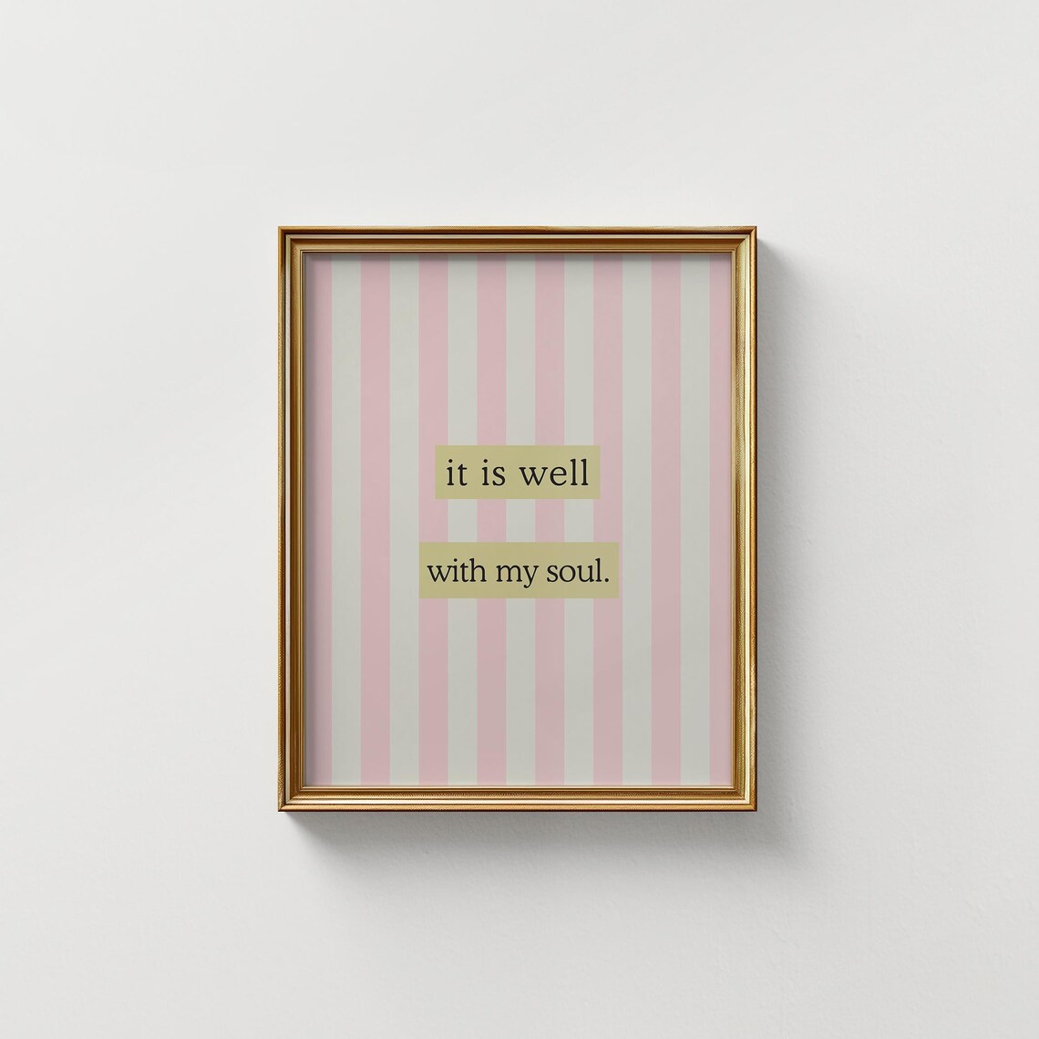 It Is Well With My Soul Poster Pink Striped Hymn Quote Wall Decor - Image 4
