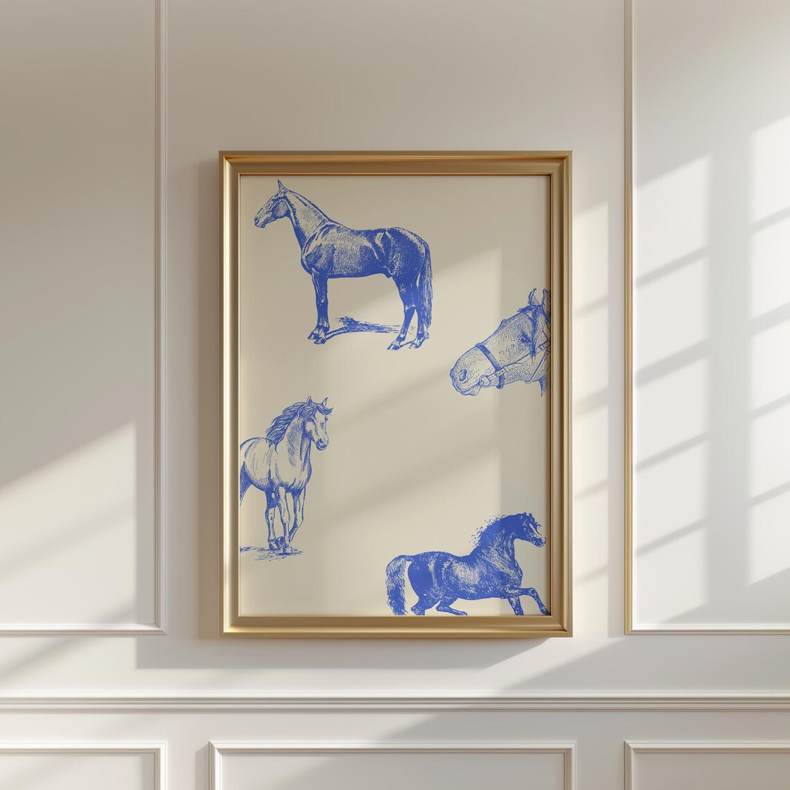 Cobalt Horse Illustration Print, Vintage Equestrian - Image 2