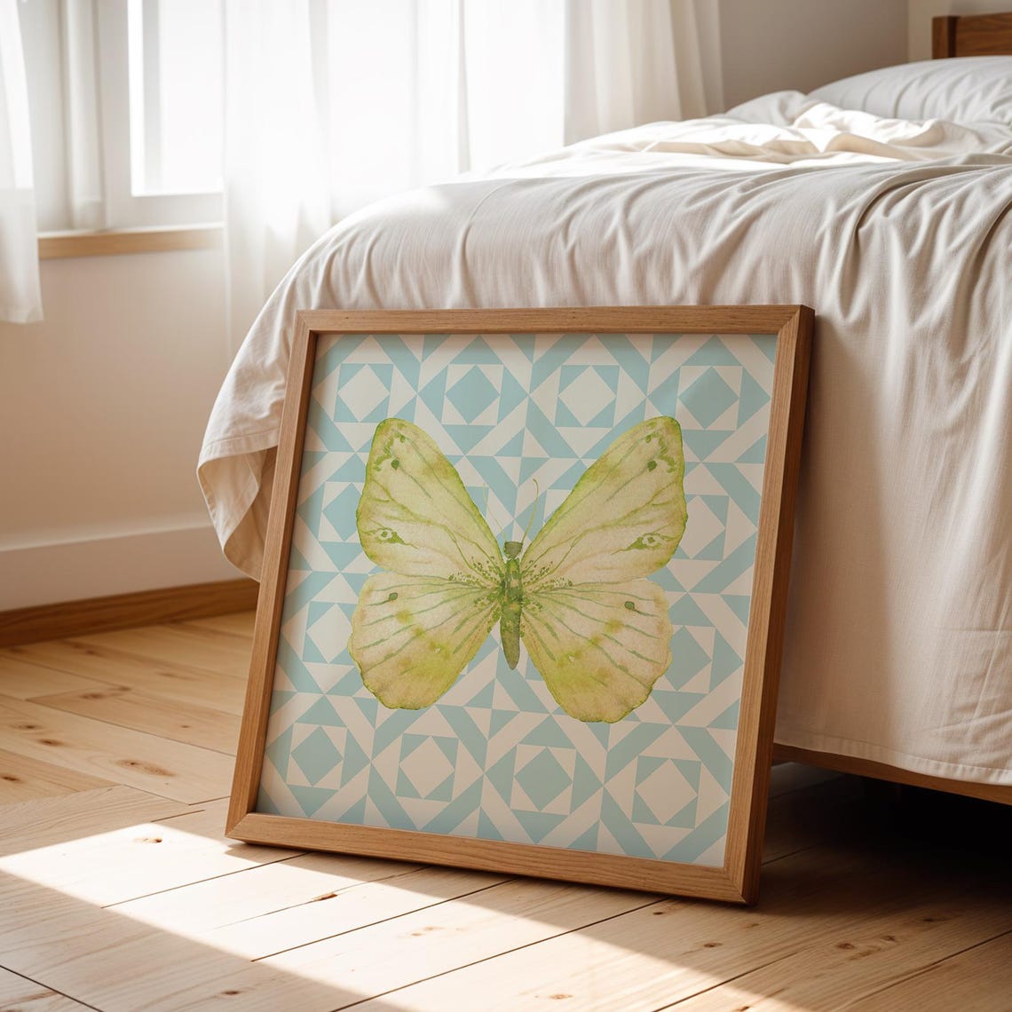 Quilted Butterfly Fun Art Print Wall Art Trendy Decor Cottage Nursery - Image 3