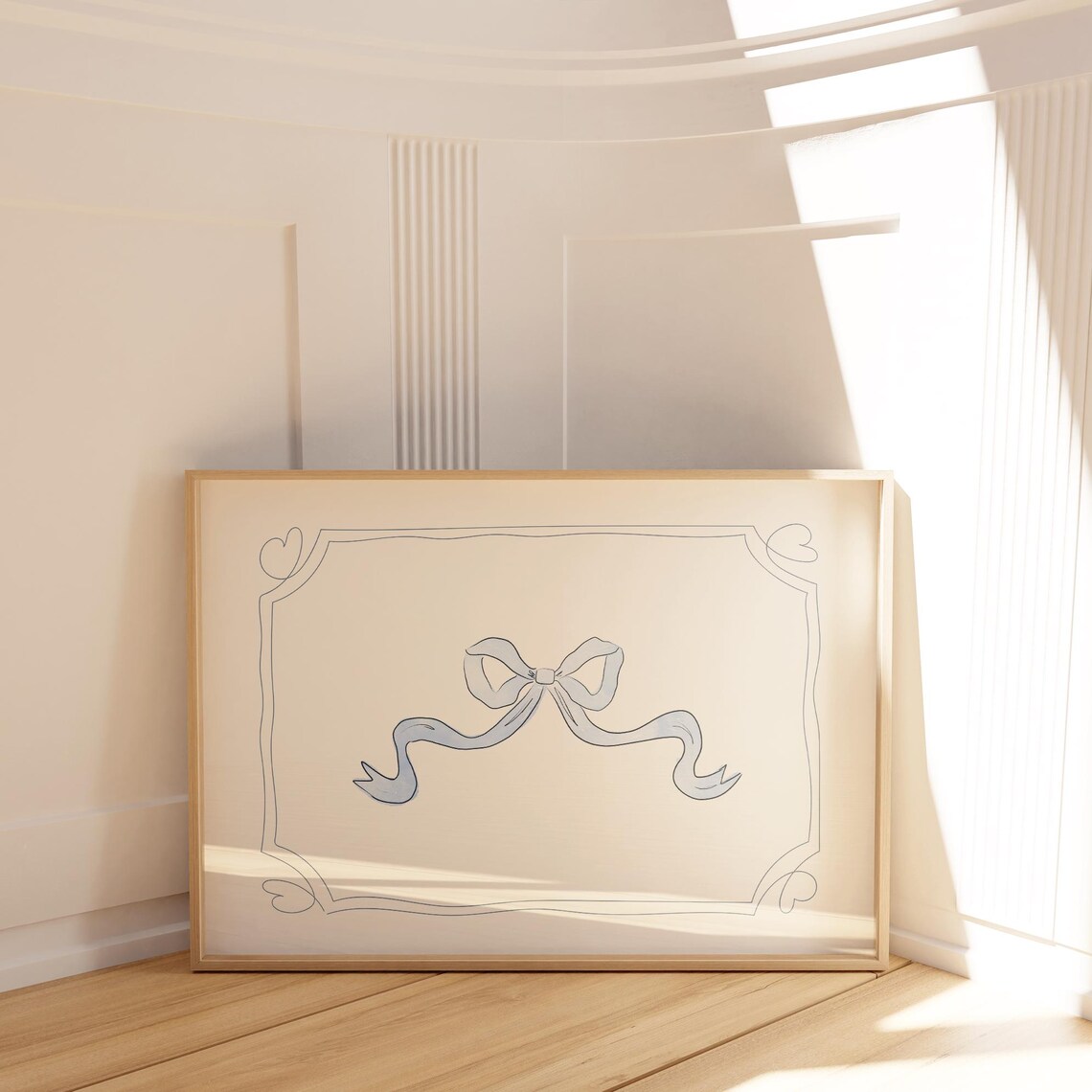 Minimalist Blue Bow Nursery Wall Art Print