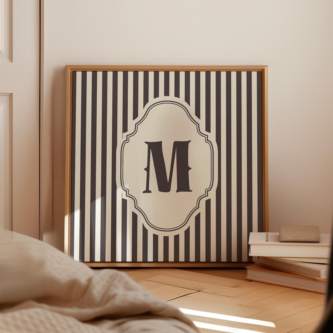 M Square Initial Personalized Watercolor Gift, Art Print - Image 3
