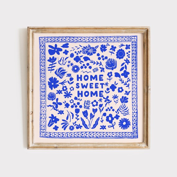 Home Sweet Home Square Print Wall Art Trendy Decor Minimalist Living Room Art Cottage Kitchen Wall Decor Cute