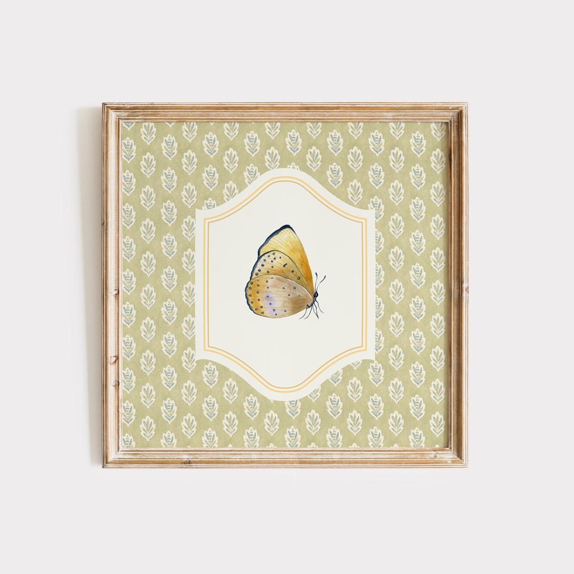 Victorian Style Butterfly Square Print Wall Art Kitchen Living Room Art Blue Thin Line Print - Image 2