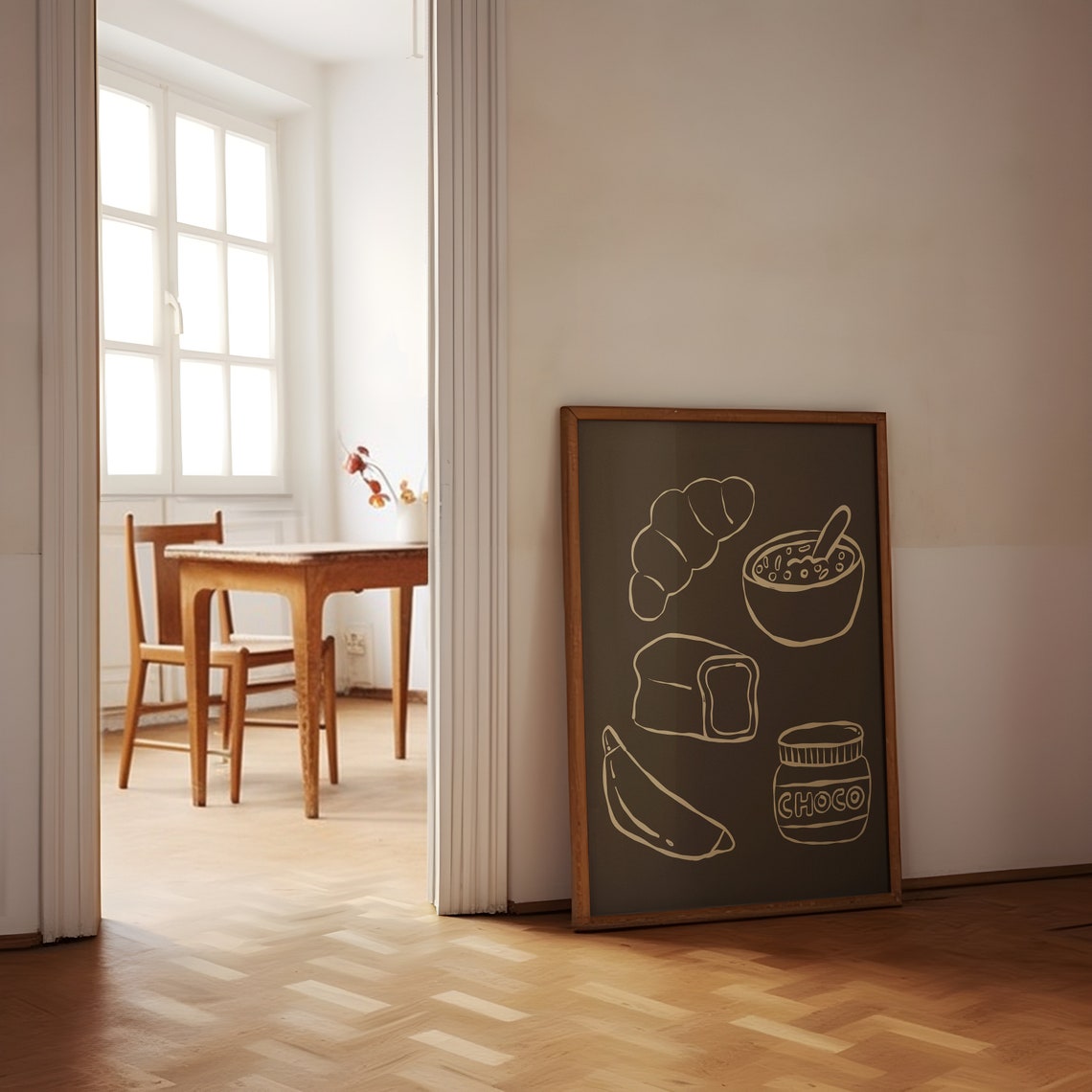 Chalkboard Style Breakfast Line Drawing Kitchen Decor Poster
