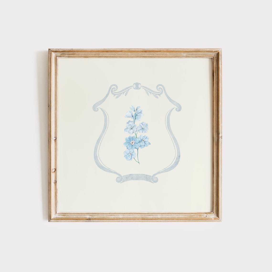 Blue Floral Watercolor Blossom Nursery Square Decorative Wall Poster - Image 2