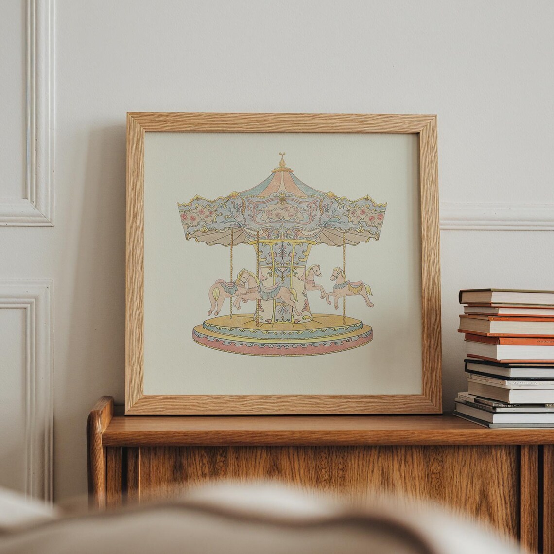 Vintage Carousel Art Print, Cottage Nursery Decor - Image 5