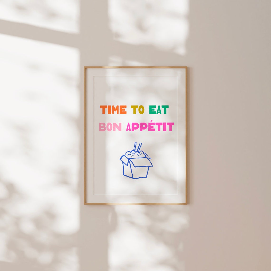 Time To Eat Bon Appetit Colorful Kitchen Typography Art Poster - Image 2