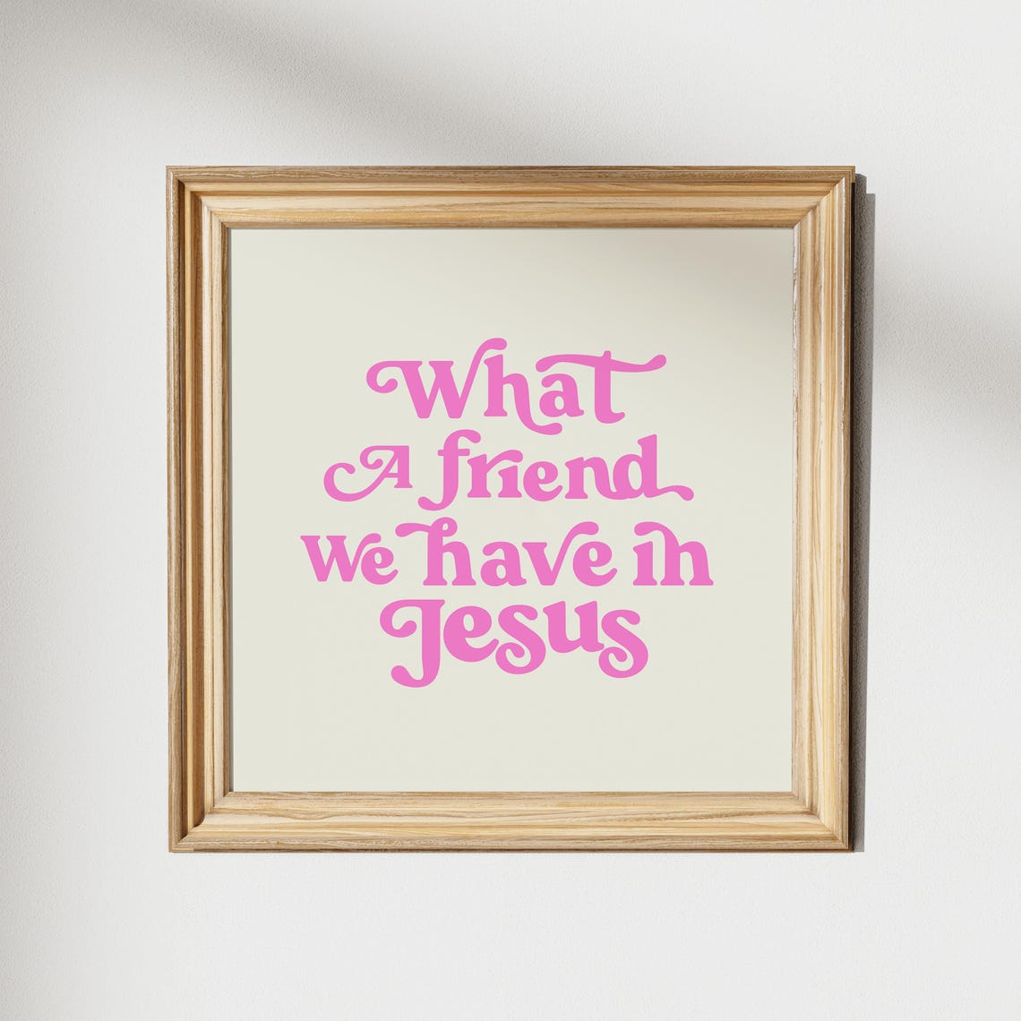 What a Friend We Have in Jesus Pink Retro Script on Cream Poster - Image 2