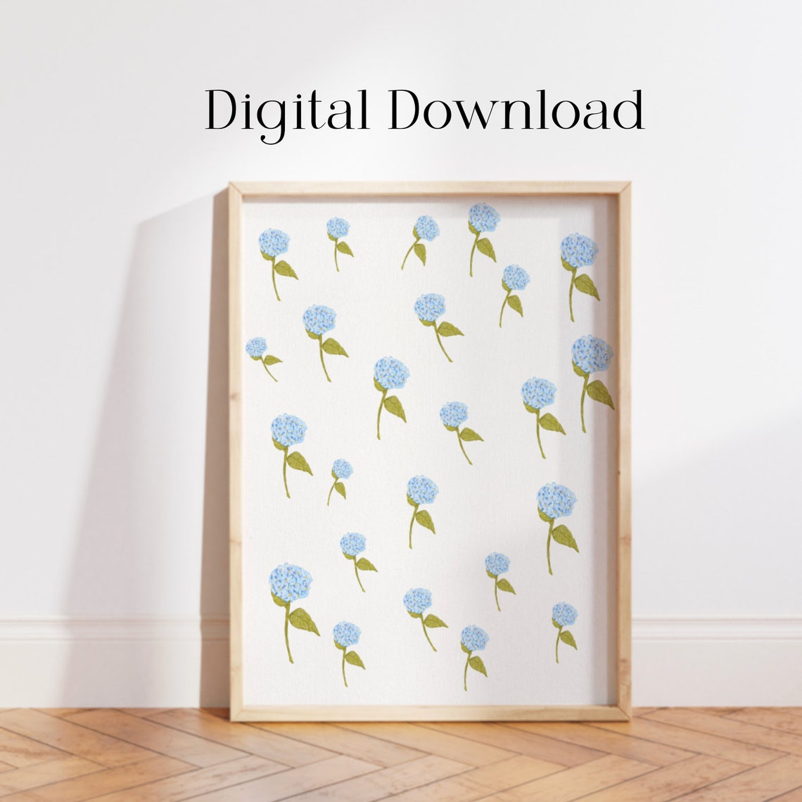 Blue Hydrangea Flower Pattern Vintage Floral Wall Decor Poster - Image 2