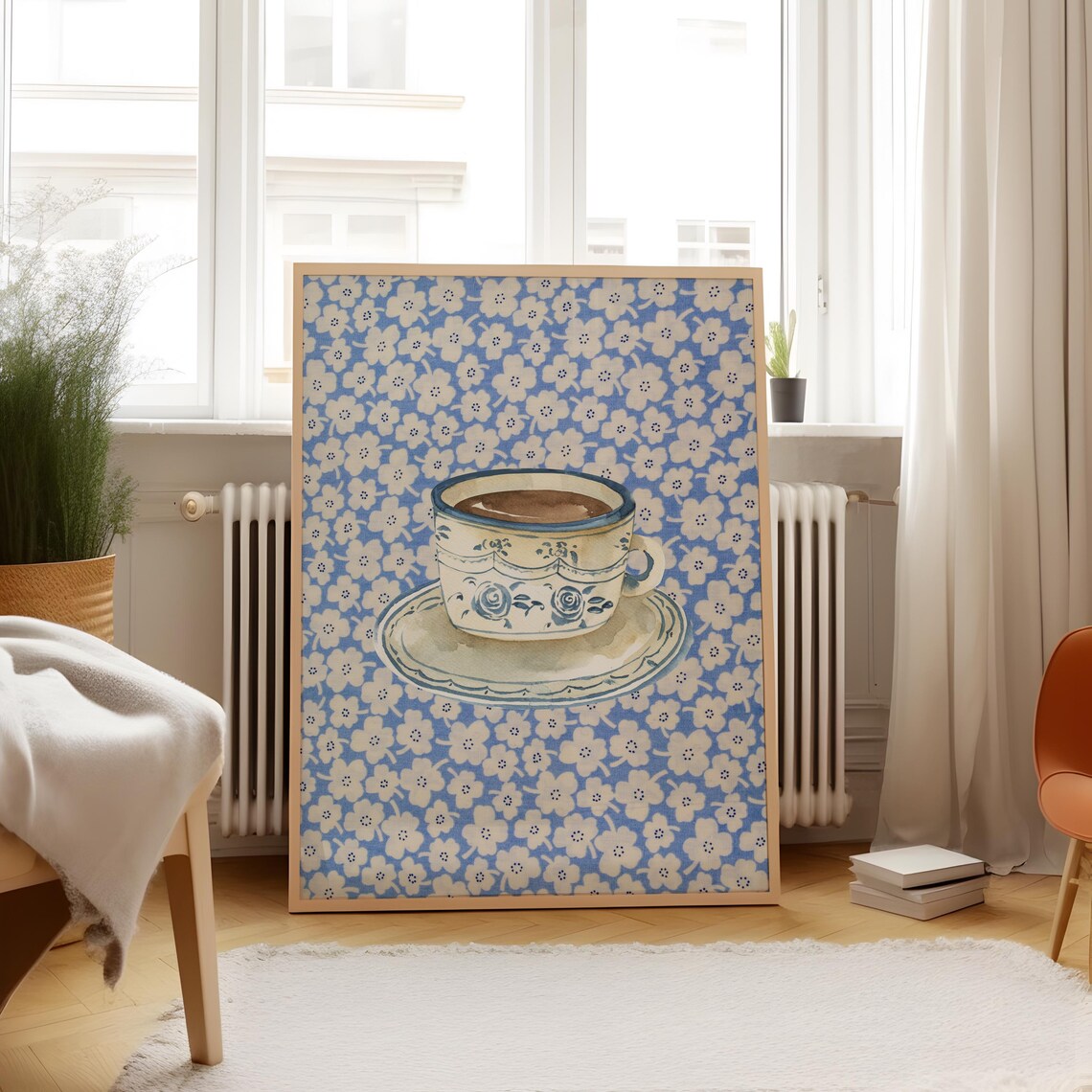 Coffee With Grandma Art Print, Vintage Cottagecore Decor