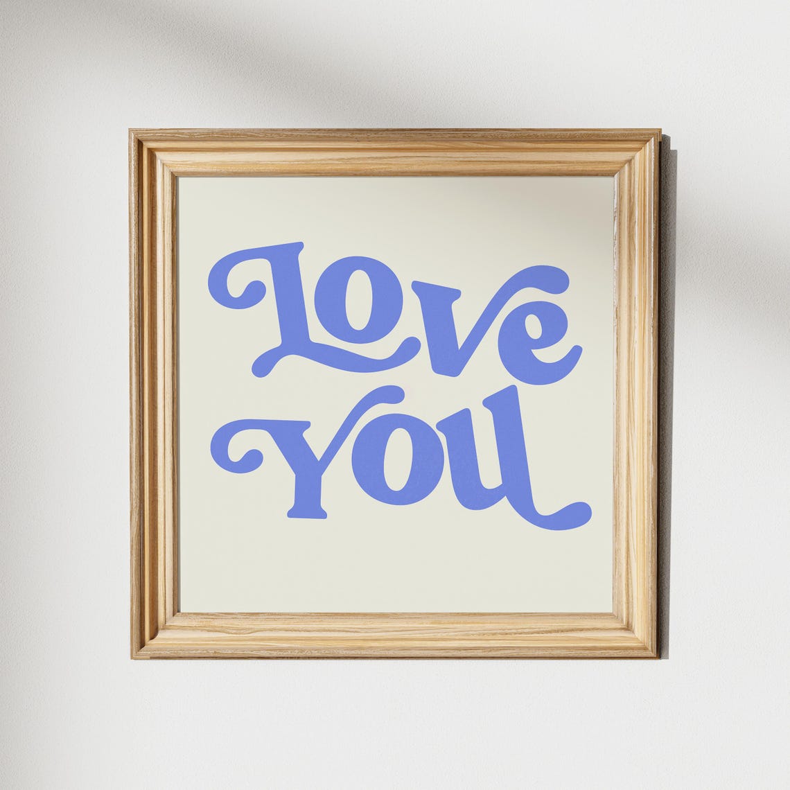 Love You Retro Script Periwinkle Blue on Cream Typography Poster - Image 2