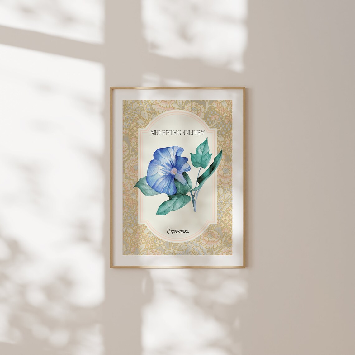 Blue Morning Glory September Birth Flower Botanical Watercolor Poster