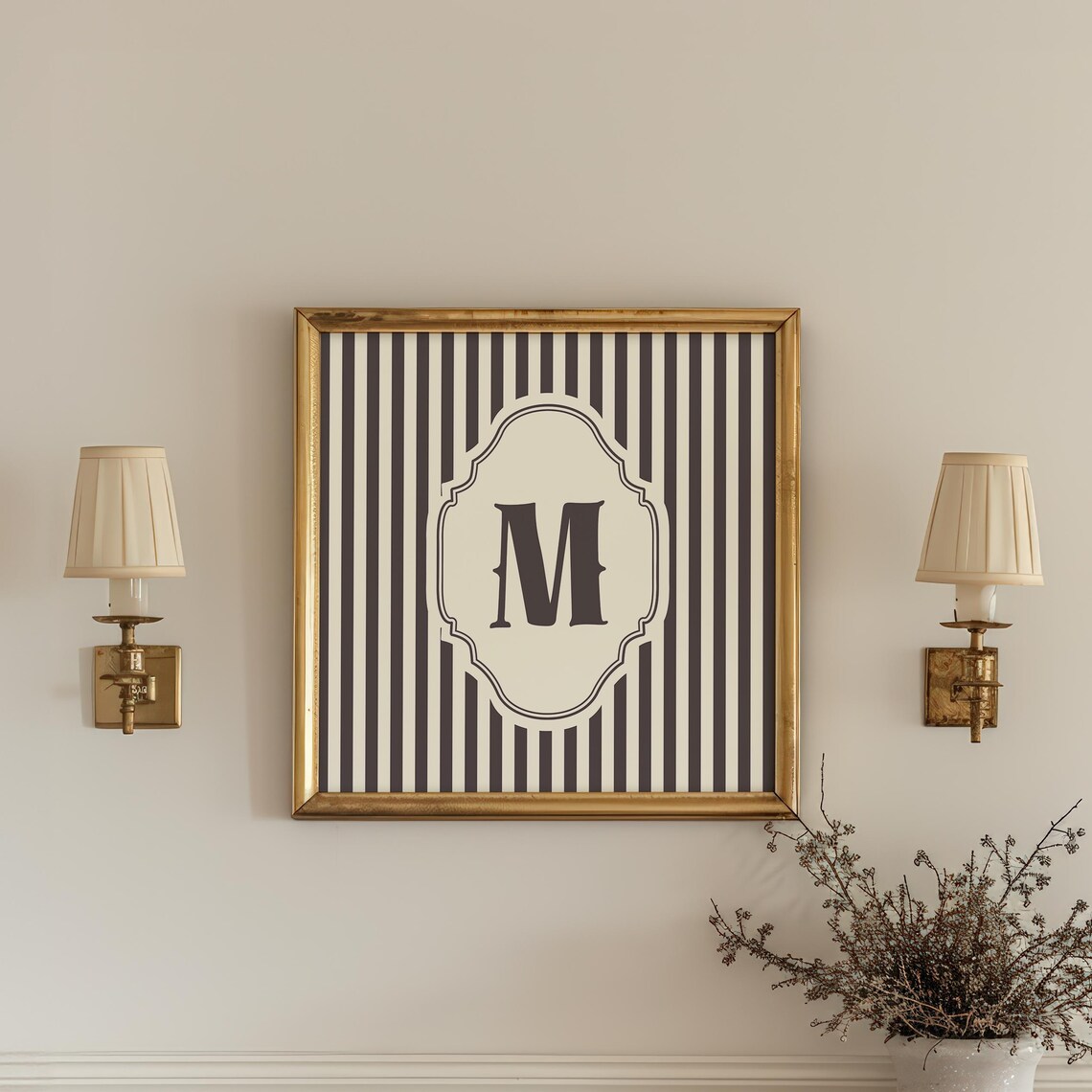 M Square Initial Personalized Watercolor Gift, Art Print - Image 5
