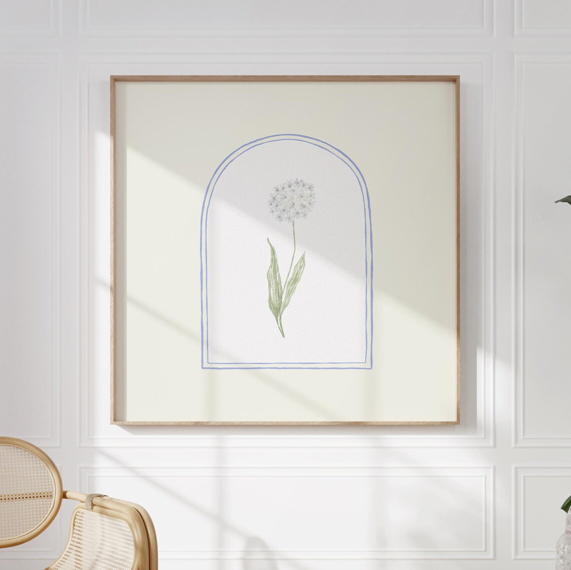 White Allium Watercolor Arch Botanical Square Floral Decor Poster - Image 4