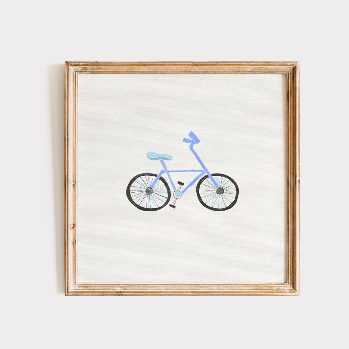 Blue Bicycle Doodle Watercolor Minimalist Line Artwork Poster - Image 2
