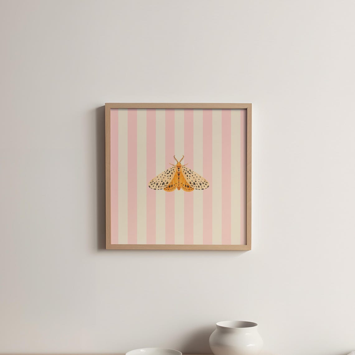 Spotted Orange Moth Pink Striped Botanical Nursery Wall Art Poster - Image 5