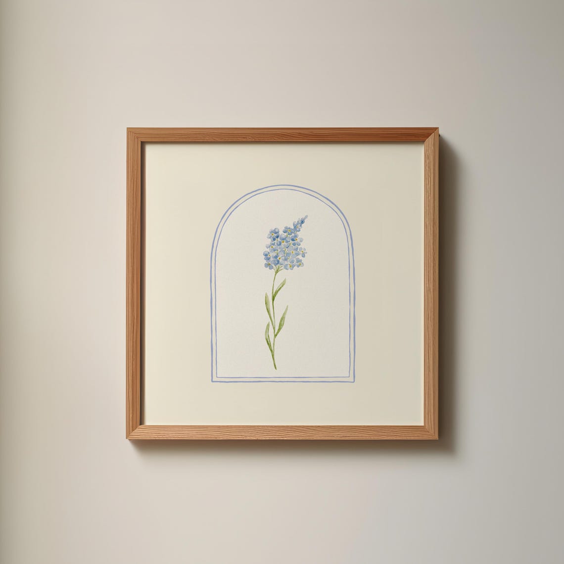 Forget Me Not Blue Watercolor Arch Square Floral Decor Poster