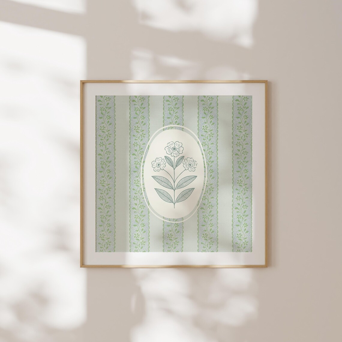 Vintage Floral Wallpaper Square Art Print, Nursery Decor - Image 4