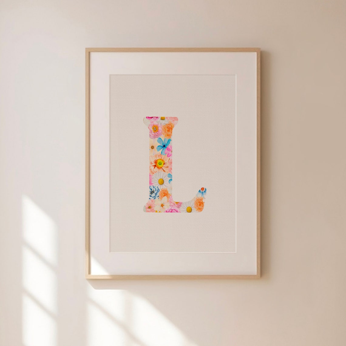 Floral Letter L Poster with Watercolor Wildflowers on Clean White - Image 2